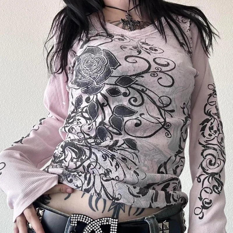 Rhinestone Graphic Knit Top white / S