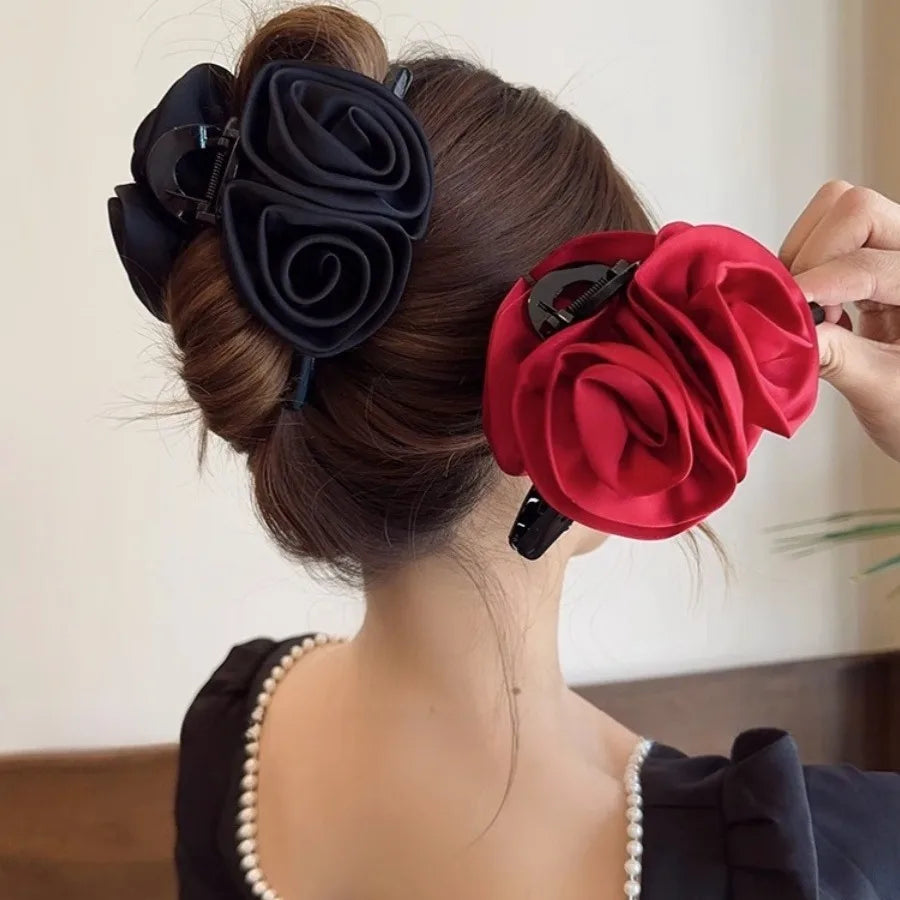 Satin Rose Large Christmas Hair Accessory Accessories-L