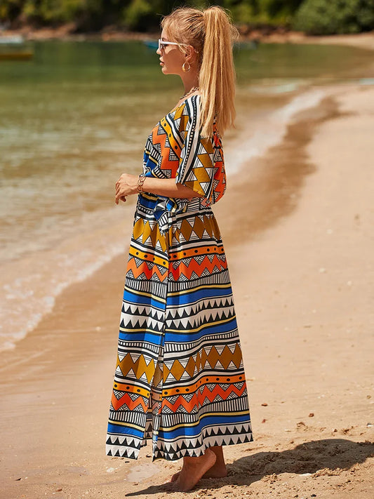 Geometry Lace Up Bikini Cover Up