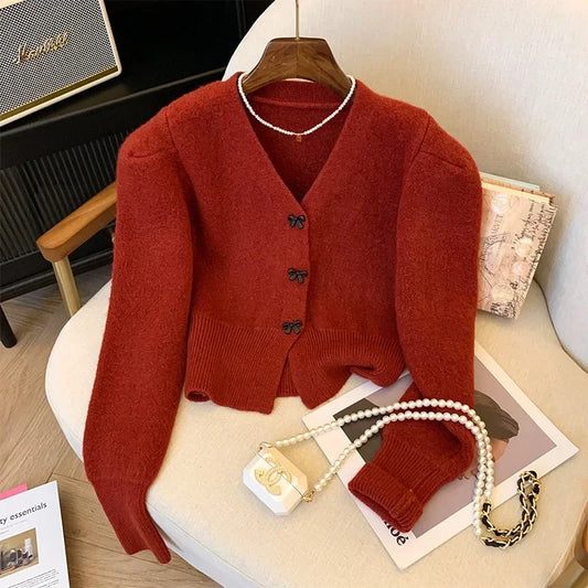 Bow Knitted Long Sleeve Kawaii Sweaters