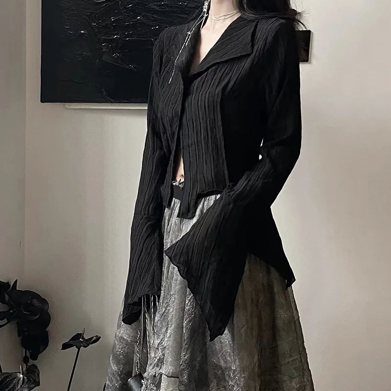 Dark Unpredictable Stylish Blouse Black / S
