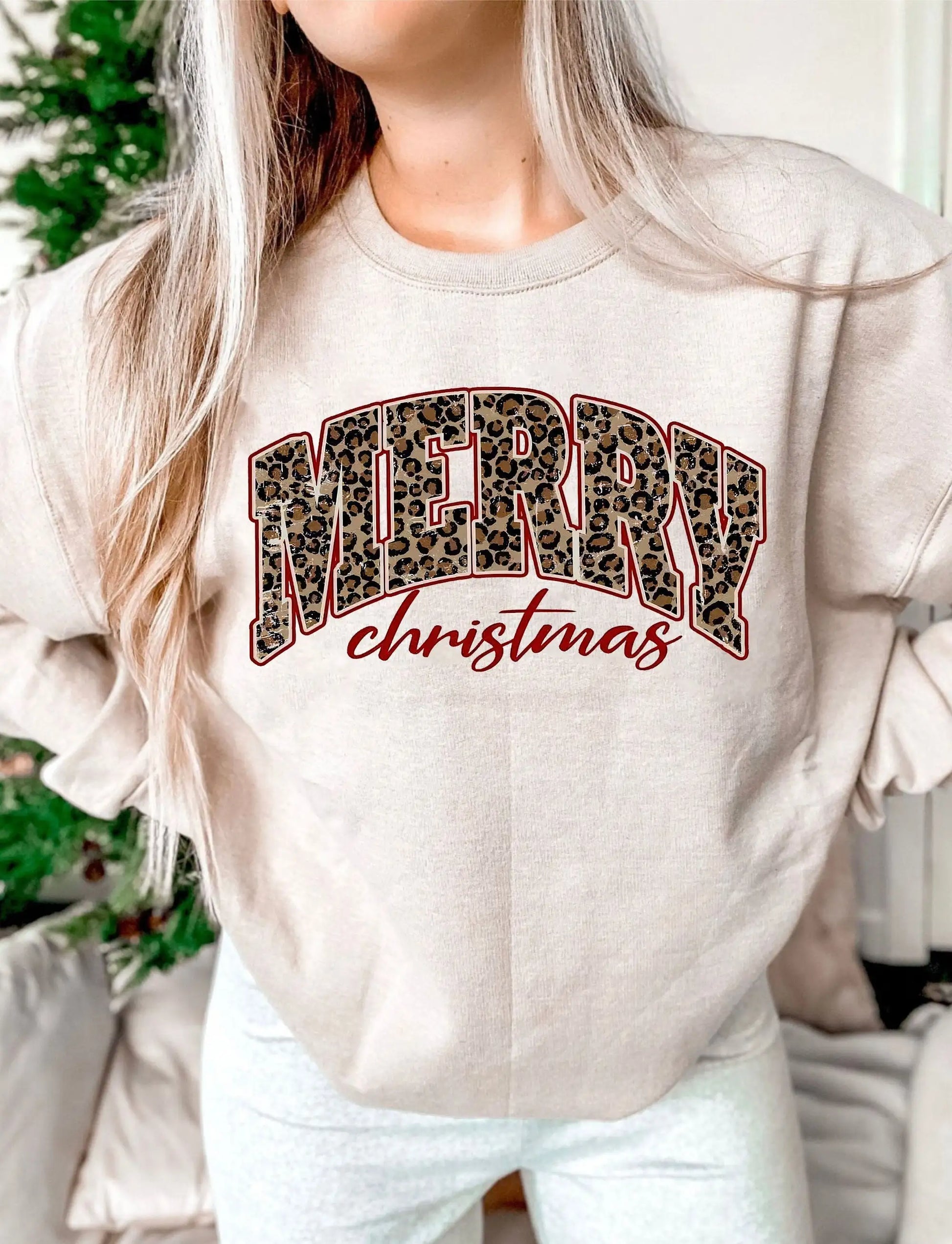 Hot Fashion Leopard Print Marry Christmas Outdoor Recreation Hoodie Hoodies-L