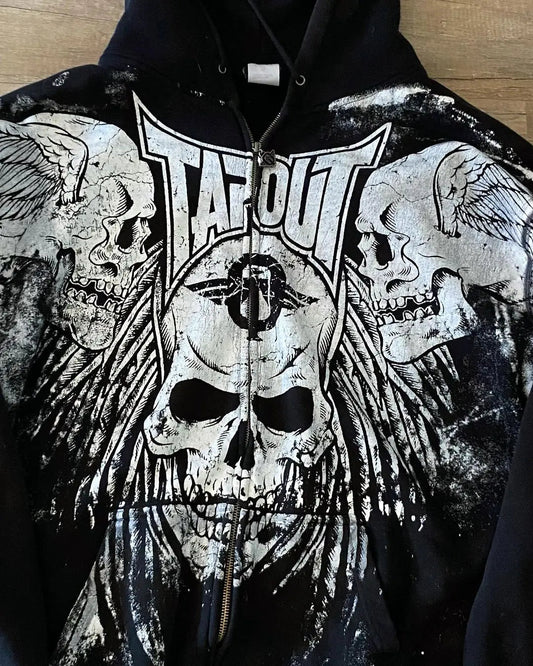 Dark Skull Design Zip Hoodie