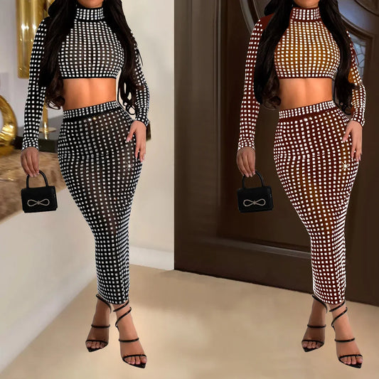 Rhinestone Strapless Top and Long Skirt Set