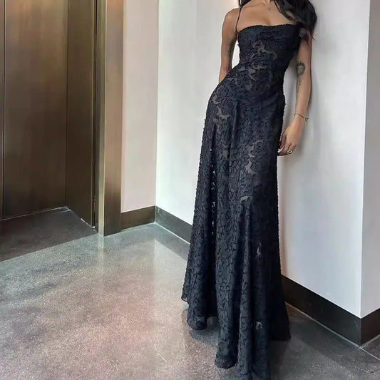 Long Sleeve Formal Deep V-Neck Evening Prom Gown