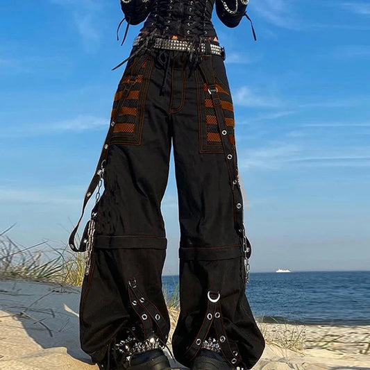 Rebellious Dark Y2K Wide Leg Trouser Orange / S
