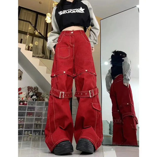 Vintage Gothic Merging Cargo Pant Red / S