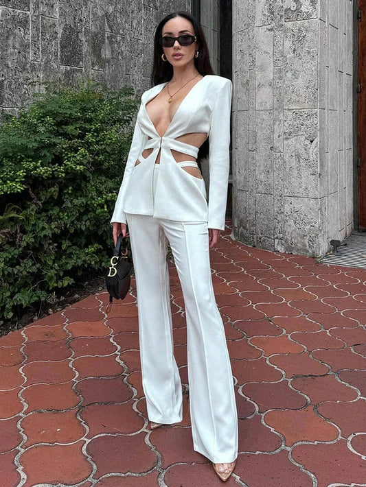 Cut Out Blazer Set