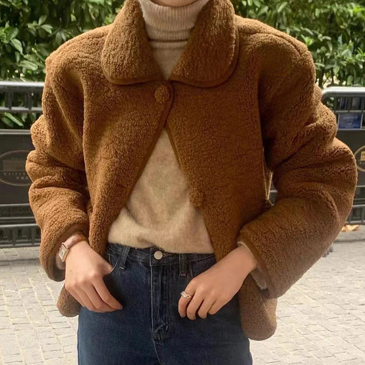 Peter Pan Collar Wool Short Coat