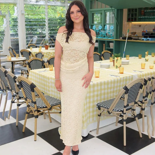 Lace Hollow Out Sleeveless Bodycon Maxi Dress