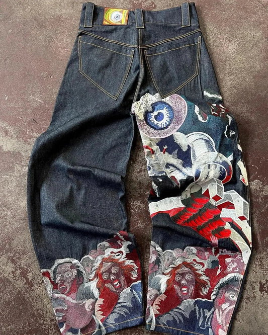 Y2K Gothic Streetwear Baggy Pant blue / S