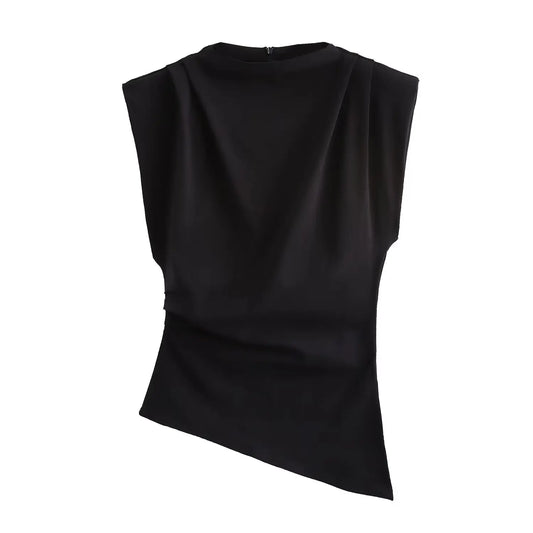 Asymmetrical Sleeveless Back Zipper Top