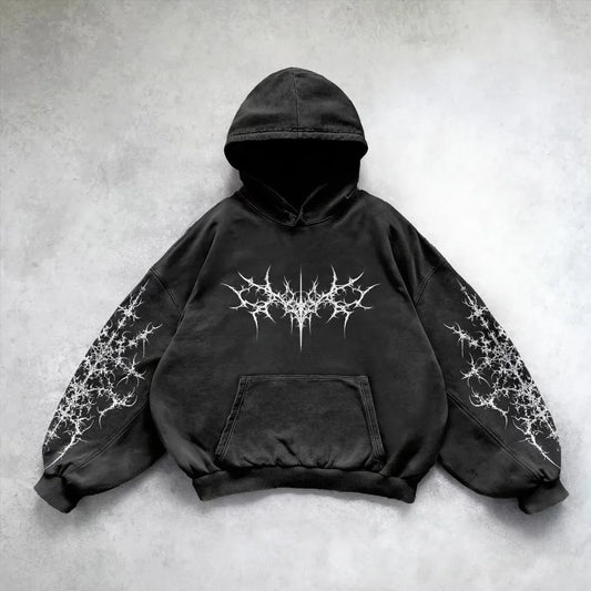 Oversized Gothic Print Hoodie