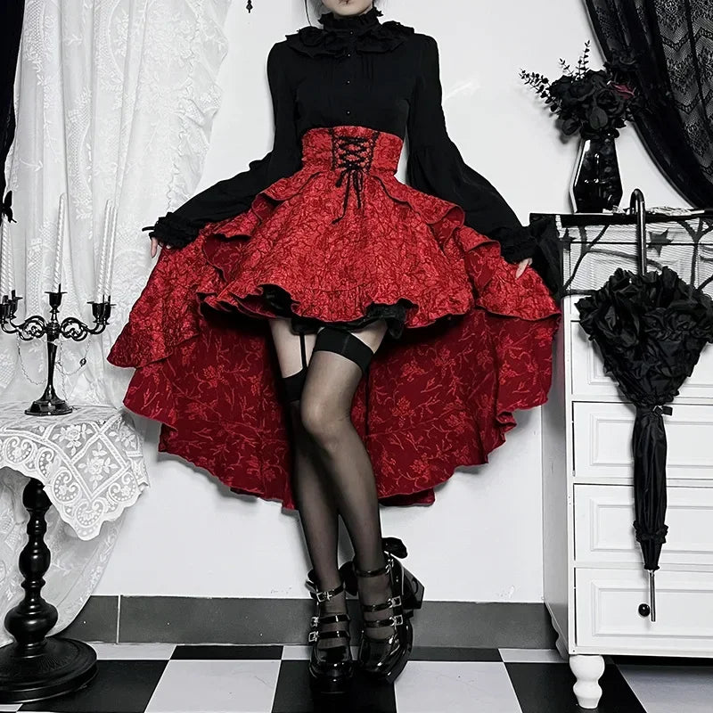 Shirring Pleated Corset Vintage Skirt