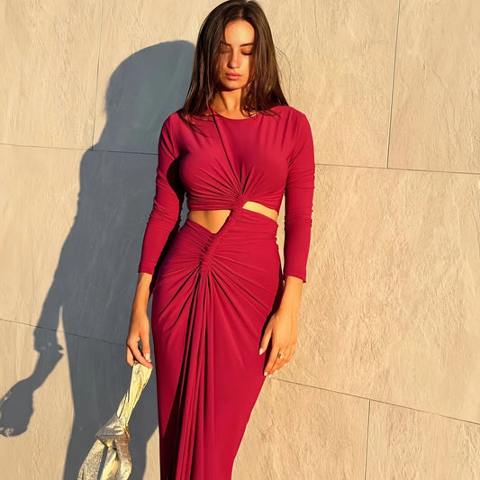 Long-Sleeved Irregular Bodycon Dress