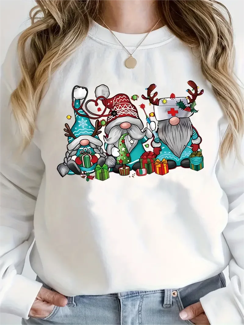 Christmas Dwarf Casual Long Sleeve Crew Neck Fall Winter Hoodie Hoodies-L