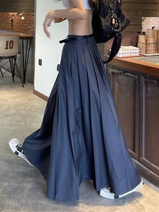 Pleated Extended Classic Skirt Blue / S