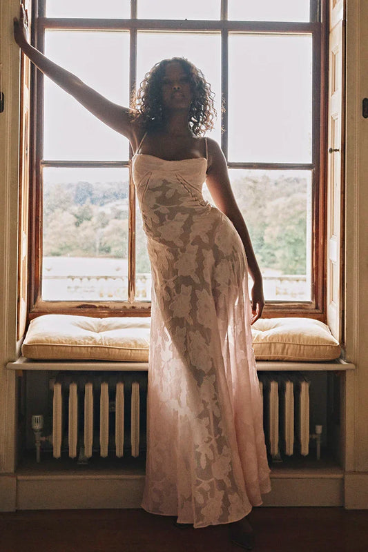 Long Sleeve Formal Deep V-Neck Evening Prom Gown