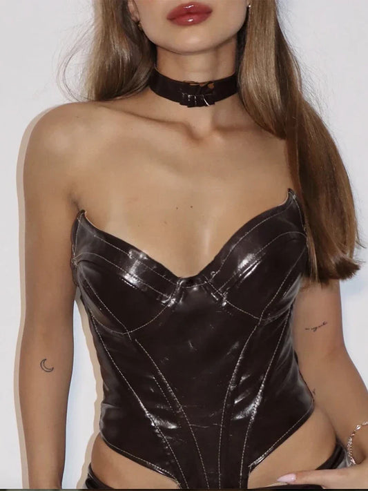 Ankle-Length Solid Backless Skirt Suit