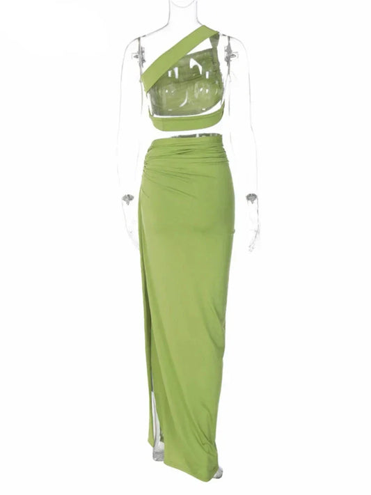 Crop Top and Hollow Out Skirt Suit