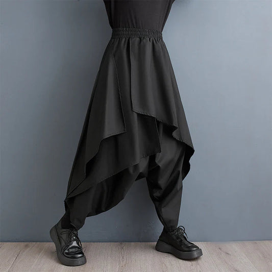 Tall Waist Gothic Broad Leg Pant black / One Size
