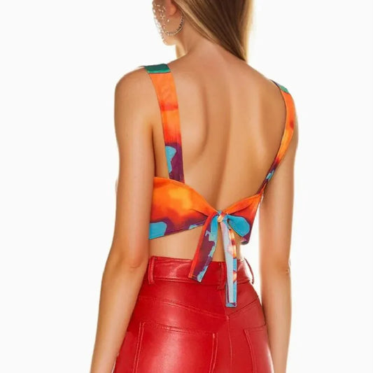 Mesh Tie Bow Back Camisole Top