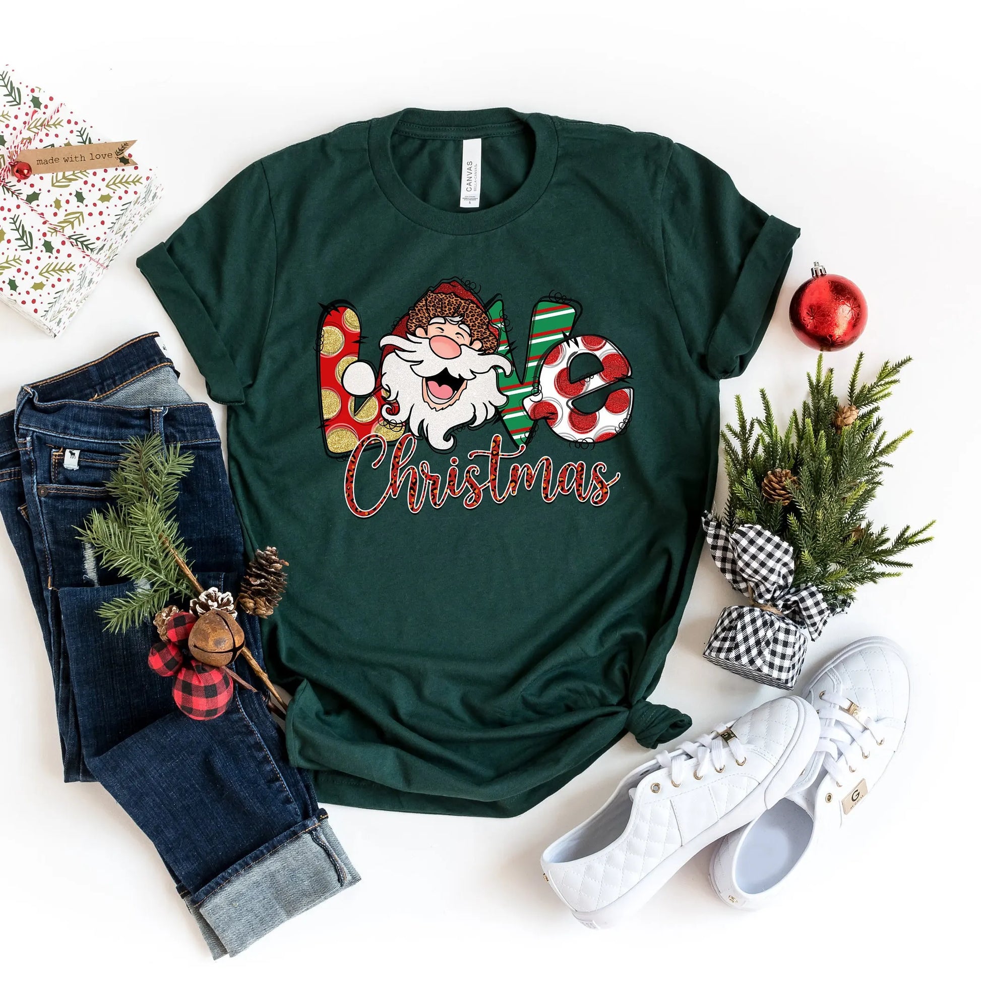 Fashion Love Santa Nostalgic Retro Farm Girl Casual Christmas Hoodie Hoodies-L