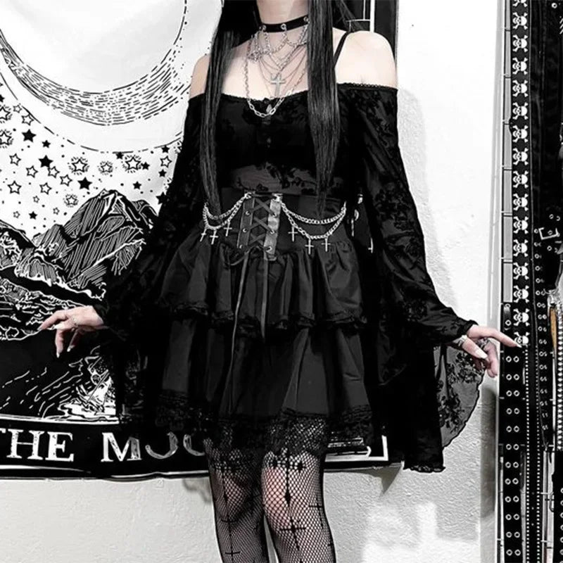 Cinch Frill Fairycore Skirt black / S