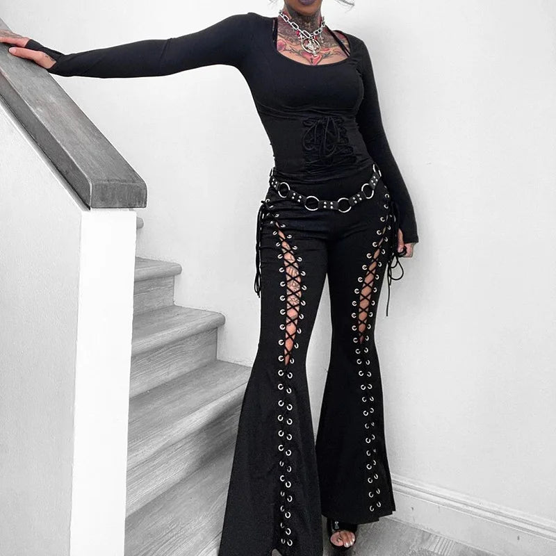 Dark Bandage Tall Waist Pant