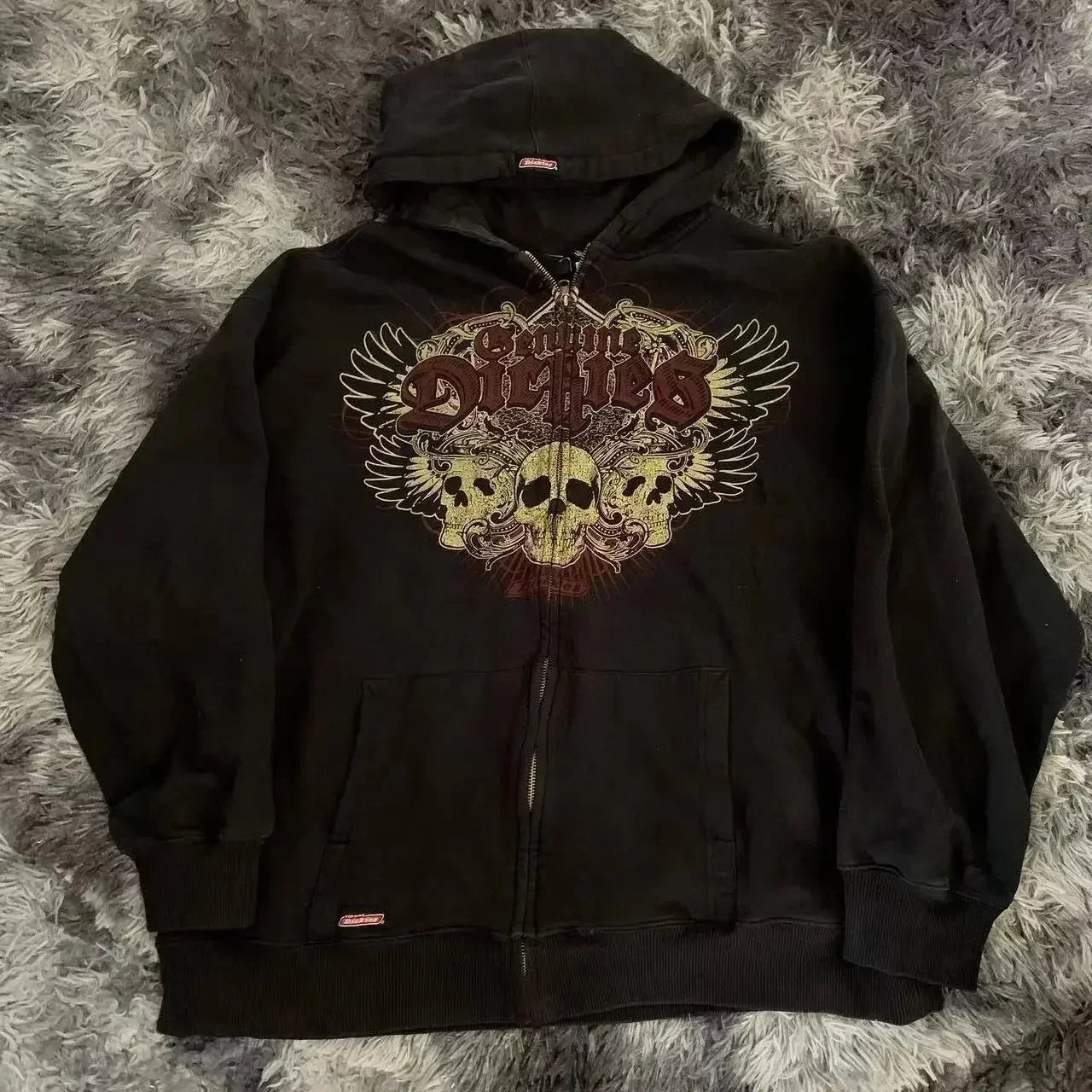 Dark Skull Oversized Zipper Hoodie black1 / S