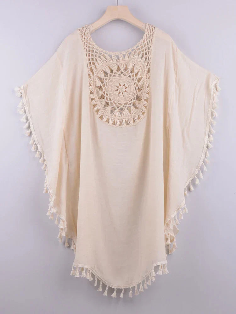 Hollow Out Tassel Bikini Cover Up color6 / One Size