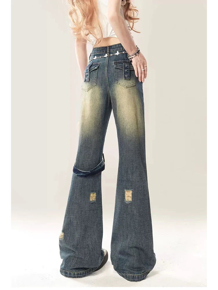 Azure Torn Dark Baggy Harajuku Pant
