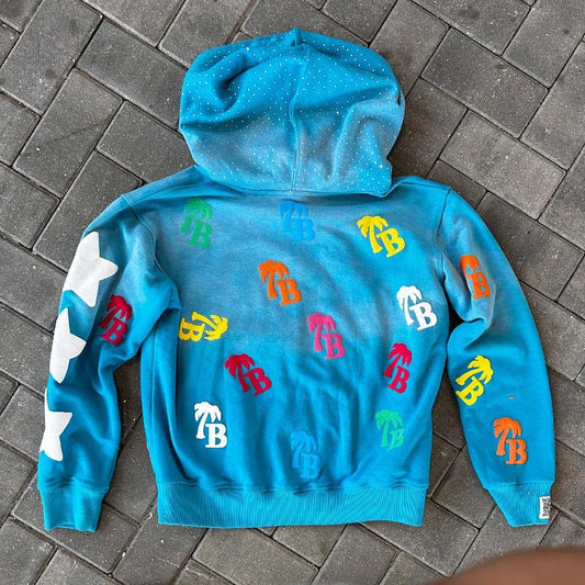 Letter Print Zip Up Hoodie
