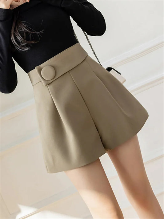 Women's Shorts Solid Wide Leg Elegant Casual Chic Trousers Shorts