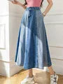 2024 New Women's Long Classic High Wasit Umbrella Jeans Straight Skirt