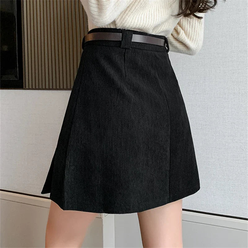 Women Mini Skirts With Belted 2024 New High Waist Classic Pleated Shorts