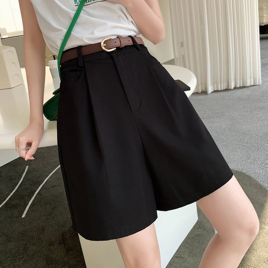 Women's Workwear Shorts High Waist Loose Casual Wide Leg Fashionable Shorts