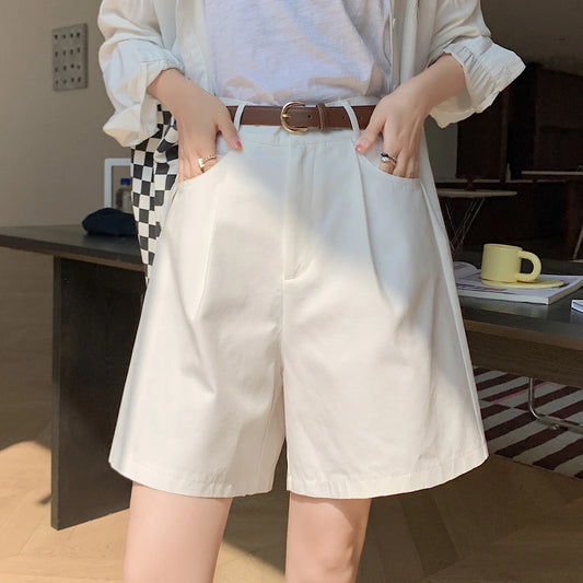 Women's Workwear Shorts High Waist Loose Casual Wide Leg Fashionable Shorts