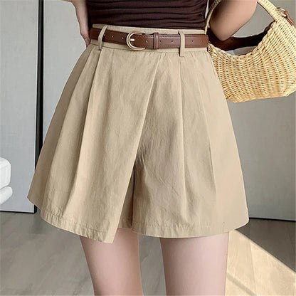 Waist 2024 New Summer Solid Loose Casual Wide Leg A-Line Skirts Shorts