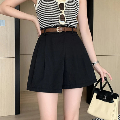 Waist 2024 New Summer Solid Loose Casual Wide Leg A-Line Skirts Shorts