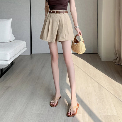 Waist 2024 New Summer Solid Loose Casual Wide Leg A-Line Skirts Shorts