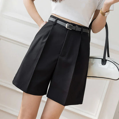 Women's Suit Shorts Spring 2024 New High Waist Straight Loose Trousers Shorts