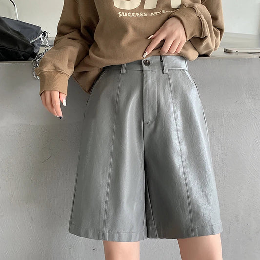 2024 Autumn Winter Washed High Waist Wide Leg Loose Trousers Shorts