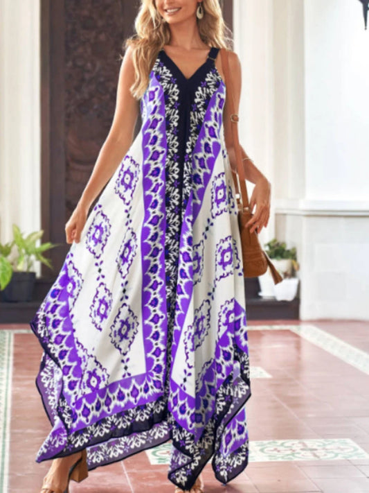 FashionSierra - 2024 Fashion Print Loose Straps Sexy Long Boho Dress