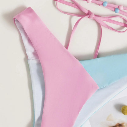 FashionSierra - Solid Color Halter Neck Push Up Micro Summer Swimwear Bikini Sets