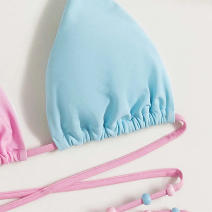 FashionSierra - Solid Color Halter Neck Push Up Micro Summer Swimwear Bikini Sets