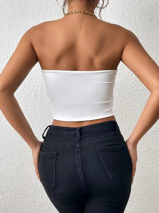 Bodycon Crop Tube Top Solid Stretchy Every Day Crop Top