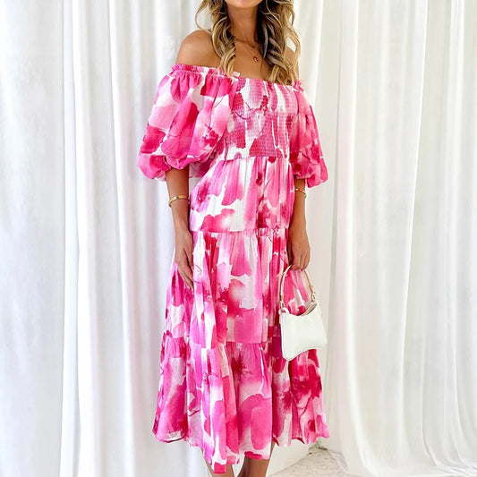 FashionSierra - 2024 Sexy Floral Printed A-Line Maxi Boho Dress