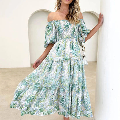 FashionSierra - 2024 Sexy Floral Printed A-Line Maxi Boho Dress