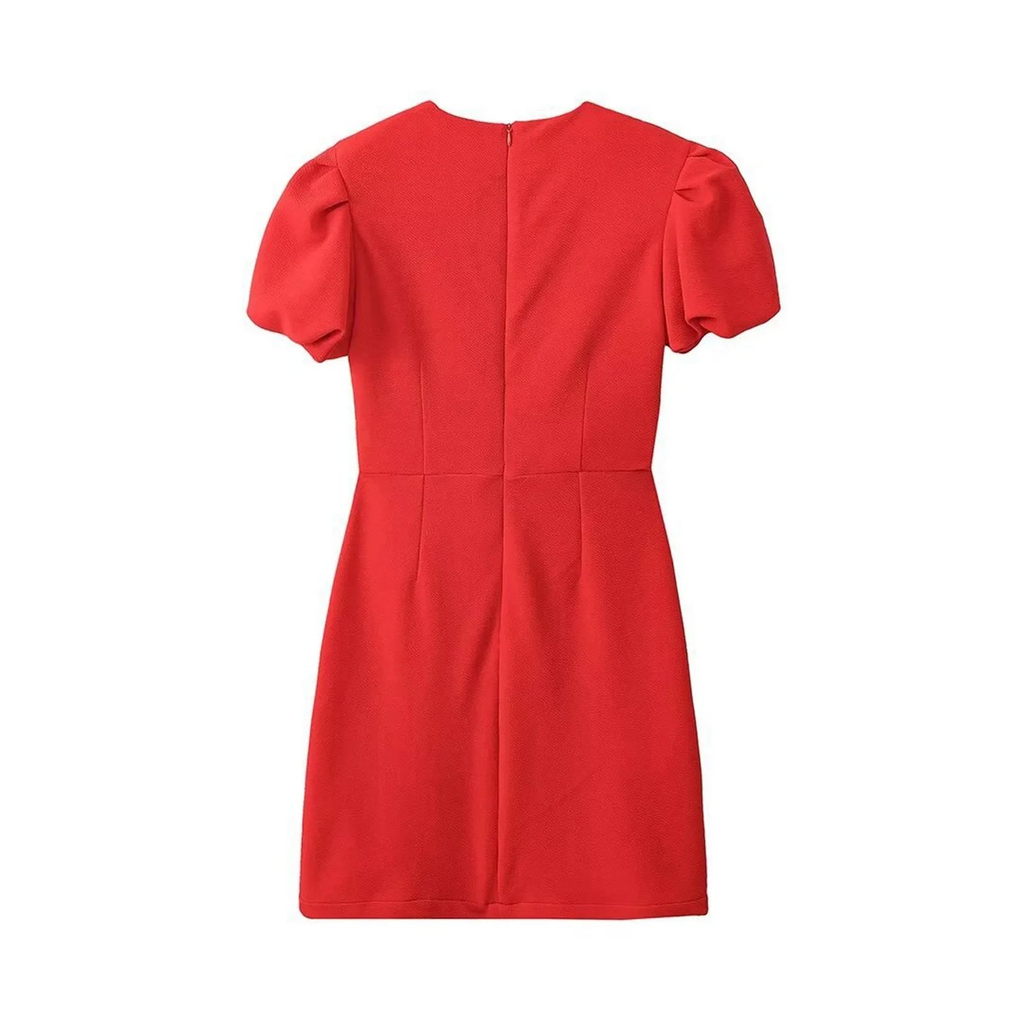 FashionSierra - Slim Fit Red Mini Fashion Metal Love Female New Elegant Club Party Sexy Hollow Out Short Sleeve Dress